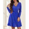 Zeagoo Womens Glitter Dress Wrap V Neck Long Sleeve Swing Club Cocktail Party Dresses Sequin Sparkle Dress Christmas Dress(Blue)