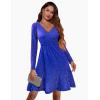 Zeagoo Womens Glitter Dress Wrap V Neck Long Sleeve Swing Club Cocktail Party Dresses Sequin Sparkle Dress Christmas Dress(Blue)