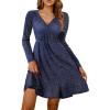Zeagoo Womens Glitter Dress Wrap V Neck Long Sleeve Swing Club Cocktail Party Dresses Sequin Sparkle Dress Christmas Dress(Blue-purple)