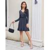 Zeagoo Womens Glitter Dress Wrap V Neck Long Sleeve Swing Club Cocktail Party Dresses Sequin Sparkle Dress Christmas Dress(Navy Blue)