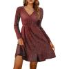Zeagoo Womens Glitter Dress Wrap V Neck Long Sleeve Swing Club Cocktail Party Dresses Sequin Sparkle Dress Christmas Dress(Wine Red)