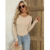 Zeagoo Women’s Long Sleeve Ribbed Shirt 2025 Fall Knit Sweater Basic Slim Fit Tops Crewneck Cute Outfits(Almond)
