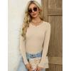 Zeagoo Women’s Long Sleeve Ribbed Shirt 2025 Fall Knit Sweater Basic Slim Fit Tops Crewneck Cute Outfits(Almond)