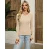 Zeagoo Women’s Long Sleeve Ribbed Shirt 2025 Fall Knit Sweater Basic Slim Fit Tops Crewneck Cute Outfits(Almond)