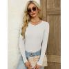 Zeagoo Women’s Long Sleeve Ribbed Shirt 2025 Fall Knit Sweater Basic Slim Fit Tops Crewneck Cute Outfits(A-white)