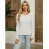 Zeagoo Women’s Long Sleeve Ribbed Shirt 2025 Fall Knit Sweater Basic Slim Fit Tops Crewneck Cute Outfits(A-white)