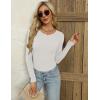 Zeagoo Women’s Long Sleeve Ribbed Shirt 2025 Fall Knit Sweater Basic Slim Fit Tops Crewneck Cute Outfits(A-white)