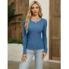 Zeagoo Women’s Long Sleeve Ribbed Shirt 2025 Fall Knit Sweater Basic Slim Fit Tops Crewneck Cute Outfits(Blue)