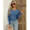 Zeagoo Women’s Long Sleeve Ribbed Shirt 2025 Fall Knit Sweater Basic Slim Fit Tops Crewneck Cute Outfits(Blue)
