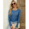 Zeagoo Women’s Long Sleeve Ribbed Shirt 2025 Fall Knit Sweater Basic Slim Fit Tops Crewneck Cute Outfits(Blue)