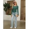 Zeagoo Women’s Long Sleeve Ribbed Shirt 2025 Fall Knit Sweater Basic Slim Fit Tops Crewneck Cute Outfits(Green)