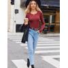 Zeagoo Women’s Long Sleeve Ribbed Shirt 2025 Fall Knit Sweater Basic Slim Fit Tops Crewneck Cute Outfits(Wine Red)