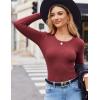 Zeagoo Women’s Long Sleeve Ribbed Shirt 2025 Fall Knit Sweater Basic Slim Fit Tops Crewneck Cute Outfits(Wine Red)