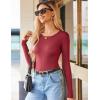 Zeagoo Women’s Long Sleeve Ribbed Shirt 2025 Fall Knit Sweater Basic Slim Fit Tops Crewneck Cute Outfits(Wine Red)