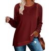 Zeagoo Womens Long Sleeve Shirts Lightweight Cable Knit Sleeve Shirts Trendy Fall Tunic Tops(Burgundy)