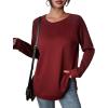Zeagoo Womens Long Sleeve Shirts Lightweight Cable Knit Sleeve Shirts Trendy Fall Tunic Tops(Burgundy)