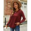 Zeagoo Womens Long Sleeve Shirts Lightweight Cable Knit Sleeve Shirts Trendy Fall Tunic Tops(Burgundy)