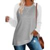 Zeagoo Womens Long Sleeve Shirts Lightweight Cable Knit Sleeve Shirts Trendy Fall Tunic Tops(Grey+white)