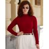 Zeagoo Womens Long Sleeve Shirts Mock Neck Turtleneck Slim Fitted Basic Crop Tops 2024 Fashion Casual T-Shirts(Black+burgundy)