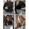 Zeagoo Womens Long Sleeve Shirts Mock Neck Turtleneck Slim Fitted Basic Crop Tops 2024 Fashion Casual T-Shirts(Black+grey)