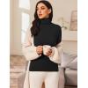 Zeagoo Womens Long Sleeve Shirts Mock Neck Turtleneck Slim Fitted Basic Crop Tops 2024 Fashion Casual T-Shirts(Black+khaki)