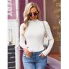 Zeagoo Womens Long Sleeve Shirts Mock Neck Turtleneck Slim Fitted Basic Crop Tops 2024 Fashion Casual T-Shirts(White+light Grey)