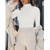 Zeagoo Womens Long Sleeve Shirts Mock Neck Turtleneck Slim Fitted Basic Crop Tops 2024 Fashion Casual T-Shirts(White+light Grey)
