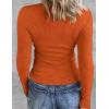 Zeagoo Womens Long Sleeve Stretch Crewneck Ribbed T-Shirt Slim Fit Casual Basic Tops S-XXL(Orange)