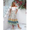 Zeagoo Women’s Midi Skirts High Waisted Pleated A-Line Swing Skirts Summer Floral Long Skirts with Pockets(Apricot-boho)