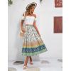 Zeagoo Women’s Midi Skirts High Waisted Pleated A-Line Swing Skirts Summer Floral Long Skirts with Pockets(Apricot-boho)