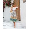 Zeagoo Women’s Midi Skirts High Waisted Pleated A-Line Swing Skirts Summer Floral Long Skirts with Pockets(Apricot-boho)