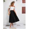 Zeagoo Women’s Midi Skirts High Waisted Pleated A-Line Swing Skirts Summer Floral Long Skirts with Pockets(Black)
