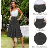 Zeagoo Women’s Midi Skirts High Waisted Pleated A-Line Swing Skirts Summer Floral Long Skirts with Pockets(Blcack Floral)