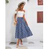 Zeagoo Women’s Midi Skirts High Waisted Pleated A-Line Swing Skirts Summer Floral Long Skirts with Pockets(Blue Floral)