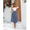 Zeagoo Women’s Midi Skirts High Waisted Pleated A-Line Swing Skirts Summer Floral Long Skirts with Pockets(Blue Floral)
