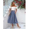 Zeagoo Women’s Midi Skirts High Waisted Pleated A-Line Swing Skirts Summer Floral Long Skirts with Pockets(Blue Floral)