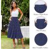 Zeagoo Women’s Midi Skirts High Waisted Pleated A-Line Swing Skirts Summer Floral Long Skirts with Pockets(Blue-dot)