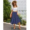 Zeagoo Women’s Midi Skirts High Waisted Pleated A-Line Swing Skirts Summer Floral Long Skirts with Pockets(Blue-dot)