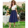 Zeagoo Women’s Midi Skirts High Waisted Pleated A-Line Swing Skirts Summer Floral Long Skirts with Pockets(Blue-dot)