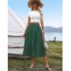 Zeagoo Women’s Midi Skirts High Waisted Pleated A-Line Swing Skirts Summer Floral Long Skirts with Pockets(Dark Green)
