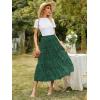 Zeagoo Women’s Midi Skirts High Waisted Pleated A-Line Swing Skirts Summer Floral Long Skirts with Pockets(Dark Green)