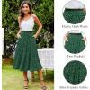 Zeagoo Women’s Midi Skirts High Waisted Pleated A-Line Swing Skirts Summer Floral Long Skirts with Pockets(Dark Green)