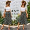 Zeagoo Women’s Midi Skirts High Waisted Pleated A-Line Swing Skirts Summer Floral Long Skirts with Pockets(Floral-black)