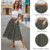 Zeagoo Women’s Midi Skirts High Waisted Pleated A-Line Swing Skirts Summer Floral Long Skirts with Pockets(Floral-black)