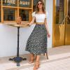 Zeagoo Women’s Midi Skirts High Waisted Pleated A-Line Swing Skirts Summer Floral Long Skirts with Pockets(Floral-black)