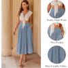 Zeagoo Women’s Midi Skirts High Waisted Pleated A-Line Swing Skirts Summer Floral Long Skirts with Pockets(Floral-light Blue)