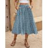 Zeagoo Women’s Midi Skirts High Waisted Pleated A-Line Swing Skirts Summer Floral Long Skirts with Pockets(Floral-light Blue)