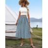 Zeagoo Women’s Midi Skirts High Waisted Pleated A-Line Swing Skirts Summer Floral Long Skirts with Pockets(Floral-light Blue)