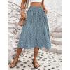 Zeagoo Women’s Midi Skirts High Waisted Pleated A-Line Swing Skirts Summer Floral Long Skirts with Pockets(Floral-light Blue)