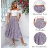 Zeagoo Women’s Midi Skirts High Waisted Pleated A-Line Swing Skirts Summer Floral Long Skirts with Pockets(Floral-purple)